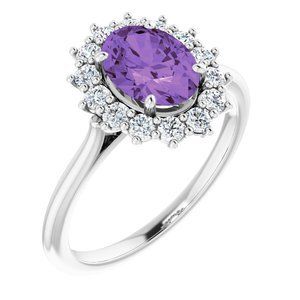 14K White Amethyst & 3/8 CTW Diamond Ring - 71606:70003:P