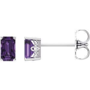 14K White Amethyst Earrings - 1922:104:P
