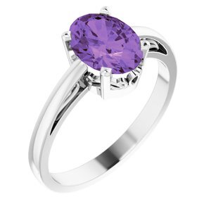 14K White Amethyst Ring - 70531:102:P