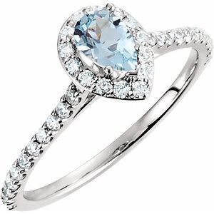 14K White Aquamarine & 3/8 CTW Diamond Engagement Ring  - 68871:70000:P