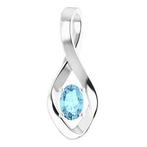 14K White Aquamarine Pendant                 - 86421:60035:P