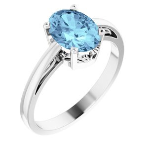 14K White Aquamarine Ring - 70531:104:P