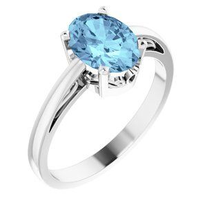 14K White Aquamarine Ring - 70531:104:P