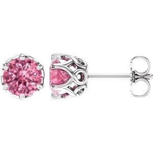 14K White Baby Pink Topaz Earrings - 28808:70002:P