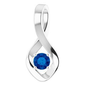 14K White Blue Sapphire Pendant    - 86421:60012:P