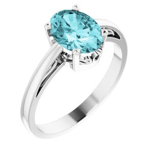 14K White Blue Zircon Ring - 70531:124:P