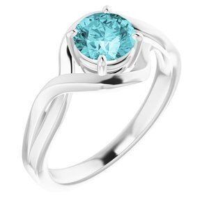 14K White Blue Zircon Ring  - 71840:60012:P