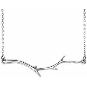 14K White Branch Bar 16-18" Necklace     - 86311:101:P