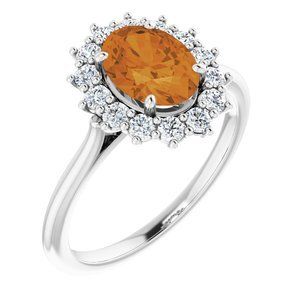 14K White Citrine & 3/8 CTW Diamond Ring - 71606:70011:P