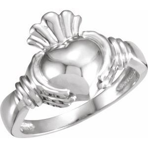 14K White Claddagh Ring Size 11 - 50296:272400:P