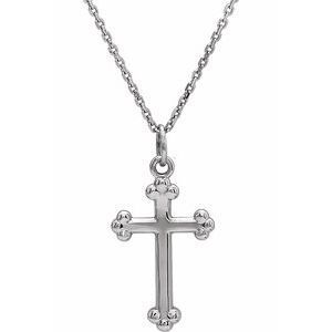 14K White Cross 18" Necklace - R16287:601:P