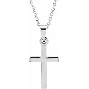14K White Cross 18" Necklace   - R41279:6003:P