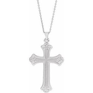 14K White Cross Necklace - R16111:6001:P