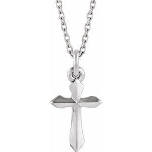 14K White Cross Necklace  - R41293:6000:P