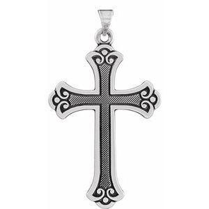 14K White Cross Pendant - R16111:1003:P