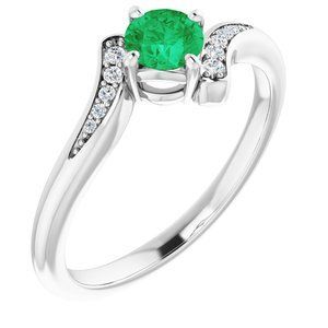 14K White Emerald & .04 CTW Diamond Ring   - 71993:6005:P