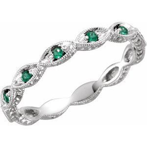 14K White Emerald Anniversary Band Size 7 - 69817:104:P