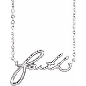 14K White Faith 18" Necklace - 87143:201:P