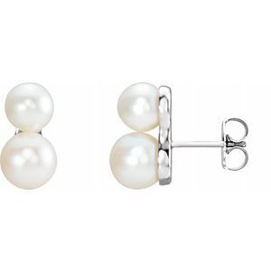 14K White Freshwater Cultured Pearl Ear Climbers   - 86718:600:P
