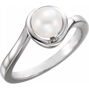 14K White Freshwater Cultured Pearl Ring - 6481:6000:P