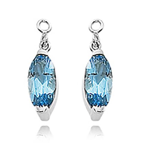 14K White Gold 10 x 5 Fac Oval Swiss Blue Topaz Earring Jackets
