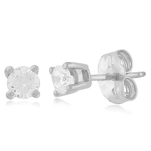 14K White Gold 4 Prong .25 Ct Tw CZ Earrings