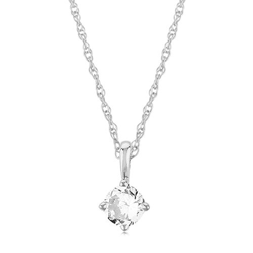 14K White Gold 4mm Cubic Zirconia Necklace - 05-812W-04