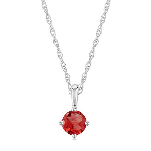 14K White Gold 4mm Gen Ruby Necklace - 05-812W-07