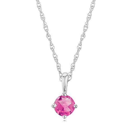 14K White Gold 4mm Pink Tourmaline Necklace - 05-812W-10