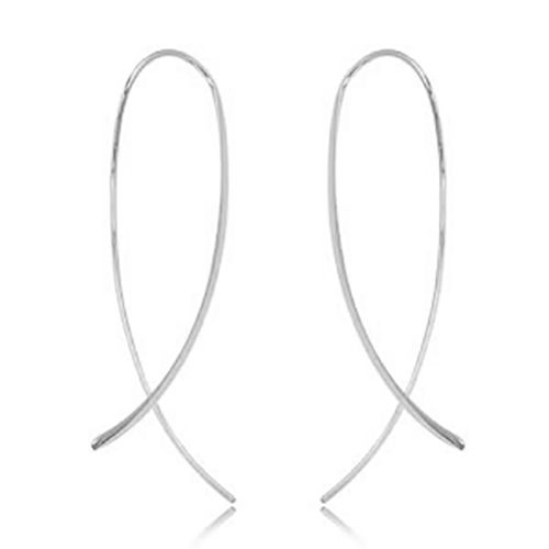 14K White Gold Cross Over Sweep Earrings