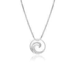 14K White Gold Diamond Waves Pendant