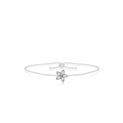 14K White Gold Marquise Diamond Flower Bracelet
