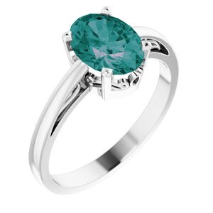 14K White Lab-Grown Alexandrite Ring - 70531:110:P