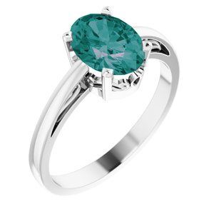 14K White Lab-Grown Alexandrite Ring - 70531:110:P