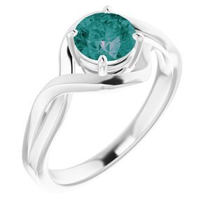 14K White Lab-Grown Alexandrite Ring - 71840:60006:P