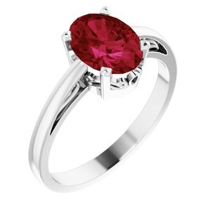 14K White Lab-Grown Ruby Ring - 70531:112:P