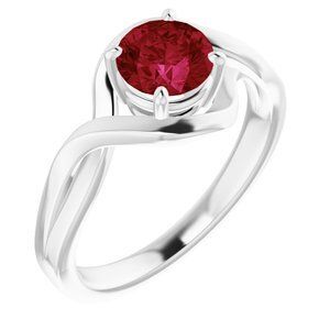 14K White Lab-Grown Ruby Ring - 71840:60007:P