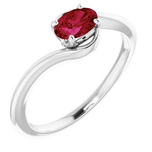 14K White Lab-Grown Ruby Ring   - 72042:60001:P