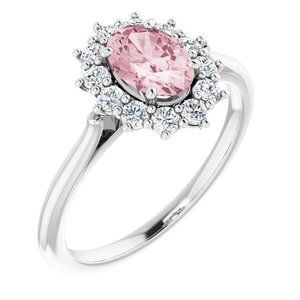 14K White Morganite & 1/3 CTW Diamond Ring - 71606:70000:P