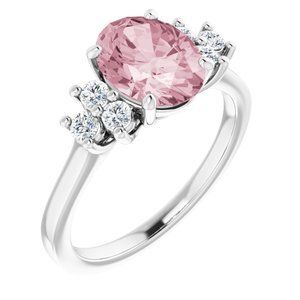 14K White Morganite & 1/5 CTW Diamond Ring - 71604:70000:P