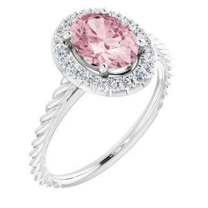 14K White Morganite & 1/6 CTW Diamond Ring     - 72014:6000:P