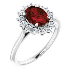 14K White Mozambique Garnet & 3/8 CTW Diamond Ring - 71606:70005:P