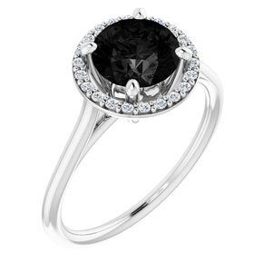 14K White Onyx & 1/8 CTW Diamond Ring - 71608:70001:P