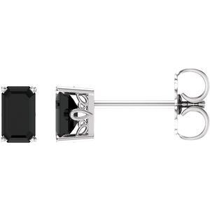 14K White Onyx Earrings - 1922:70000:P