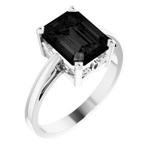 14K White Onyx Scroll Setting Ring - 70534:70000:P