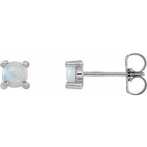 14K White Opal Cabochon Earrings  - 1285:100:P