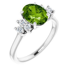 14K White Peridot & 1/4 CTW Diamond Ring - 71604:70011:P