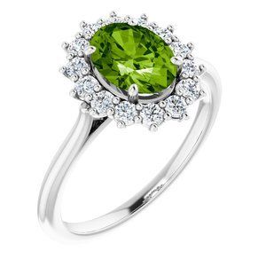 14K White Peridot & 3/8 CTW Diamond Ring - 71606:70013:P