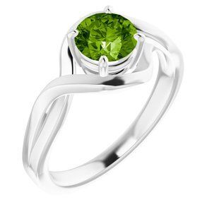 14K White Peridot Ring  - 71840:60008:P