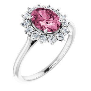 14K White Pink Tourmaline & 3/8 CTW Diamond Ring - 71606:70019:P